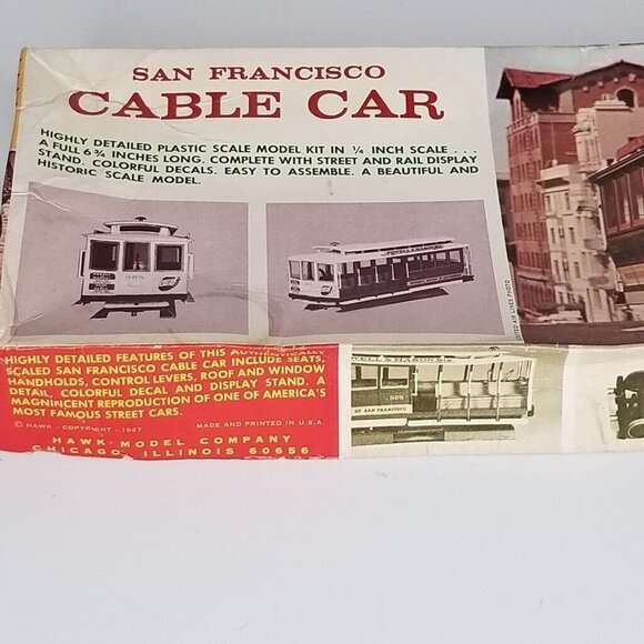 Vintage Hawk San Francisco Cable Car Model Kit Plastic 517-130 Paperwork Box - Picture 4 of 9